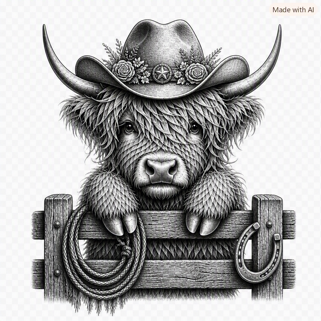 Highland Cow SVG File – Laser Engraving & Cut File