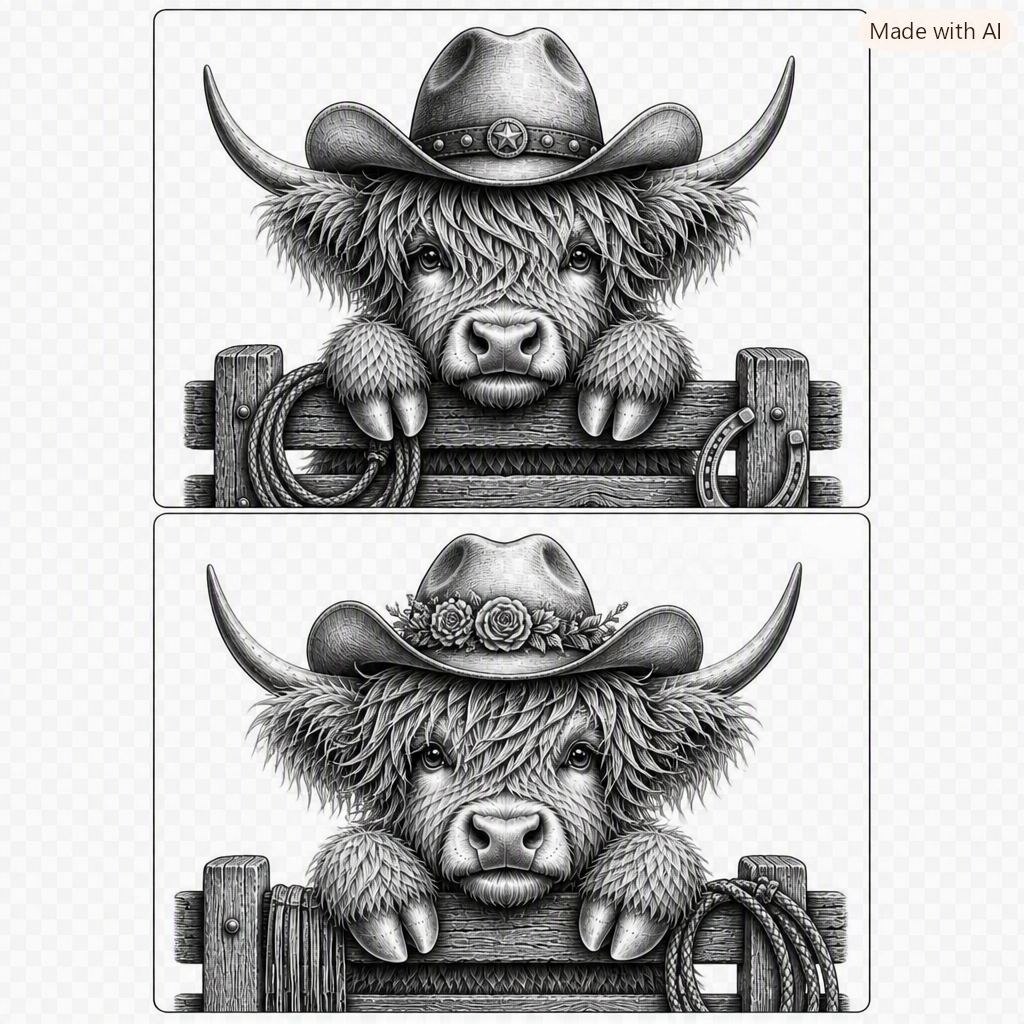 Highland Cow SVG File – Laser Engraving & Cut File