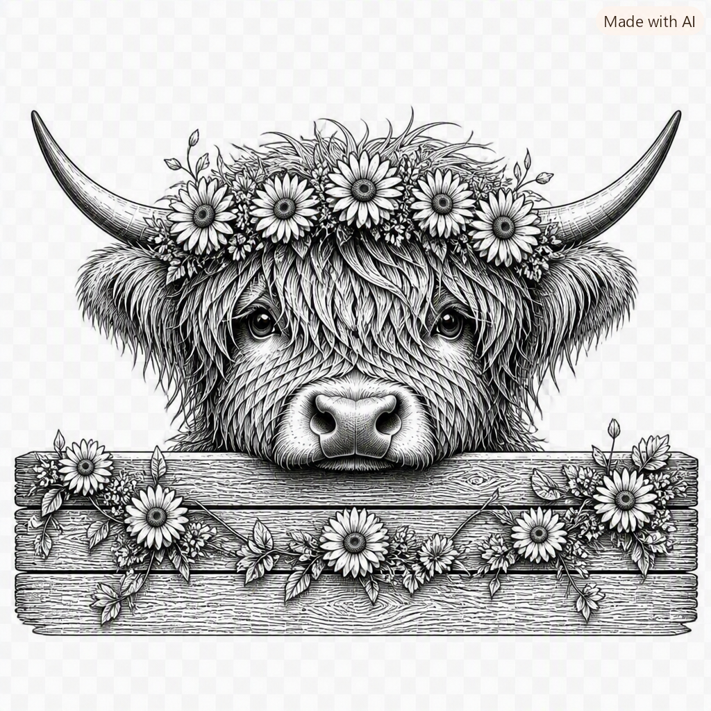 Highland Cow SVG File – Laser Engraving & Cut File