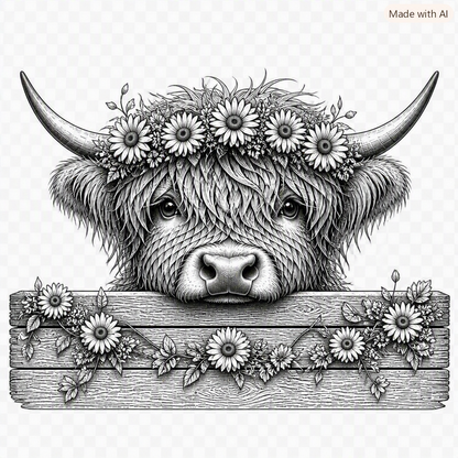 Highland Cow SVG File – Laser Engraving & Cut File