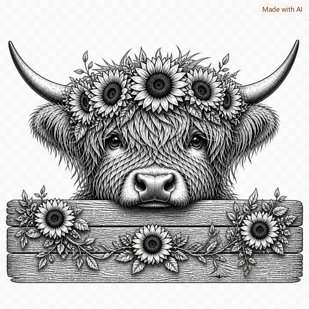 Highland Cow SVG File – Laser Engraving & Cut File