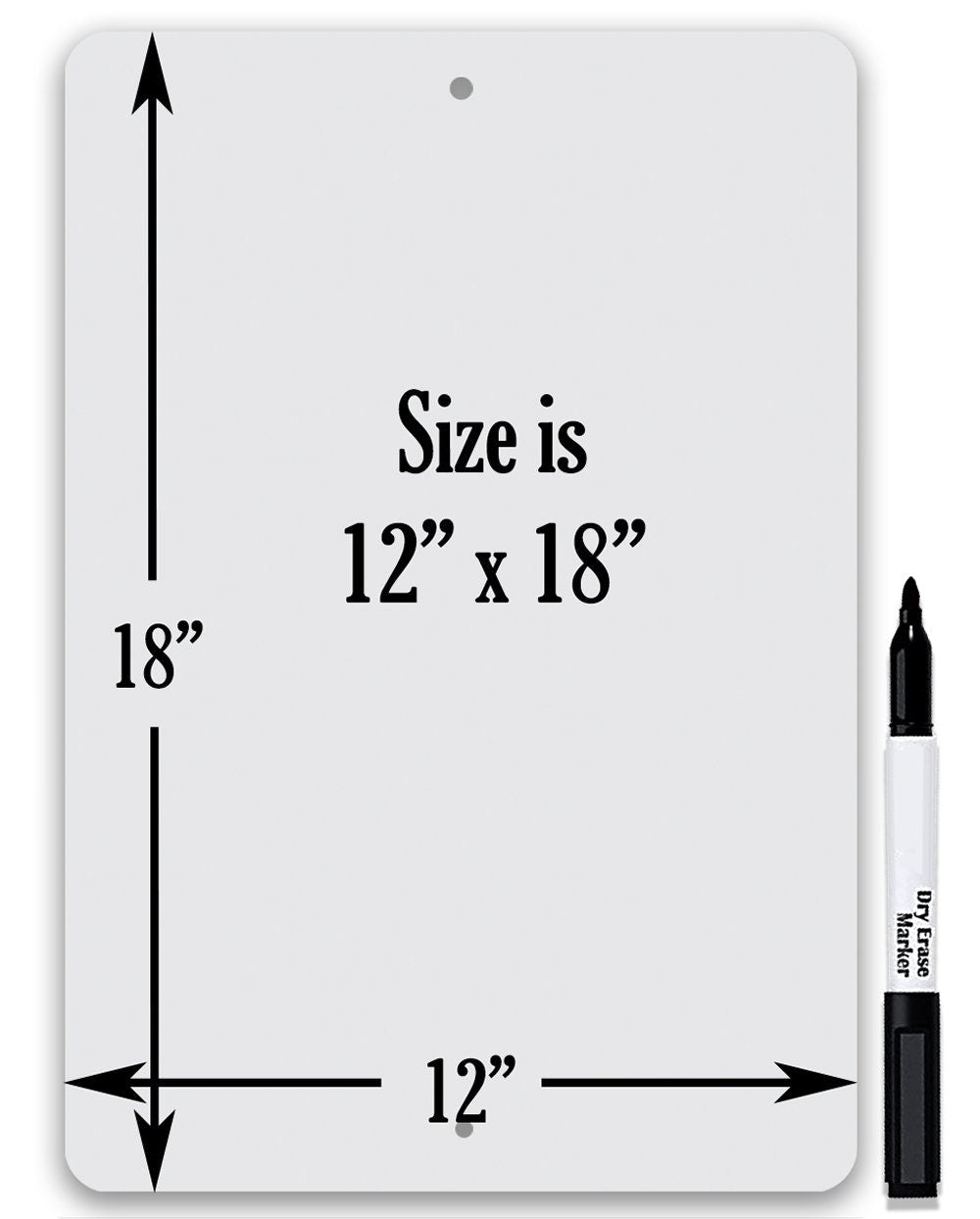 12 x 18 in dart dry-erase metal sign size diagram with marker
