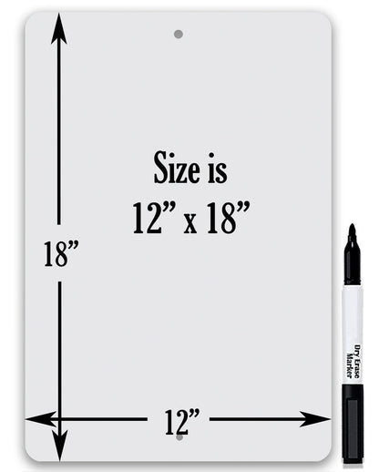 12 x 18 in dart dry-erase metal sign size diagram with marker