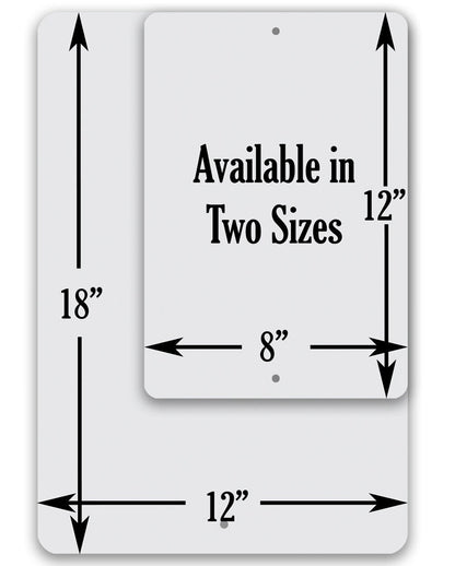 Metal sign size chart showing 12 in by 18 in with 8 in center width