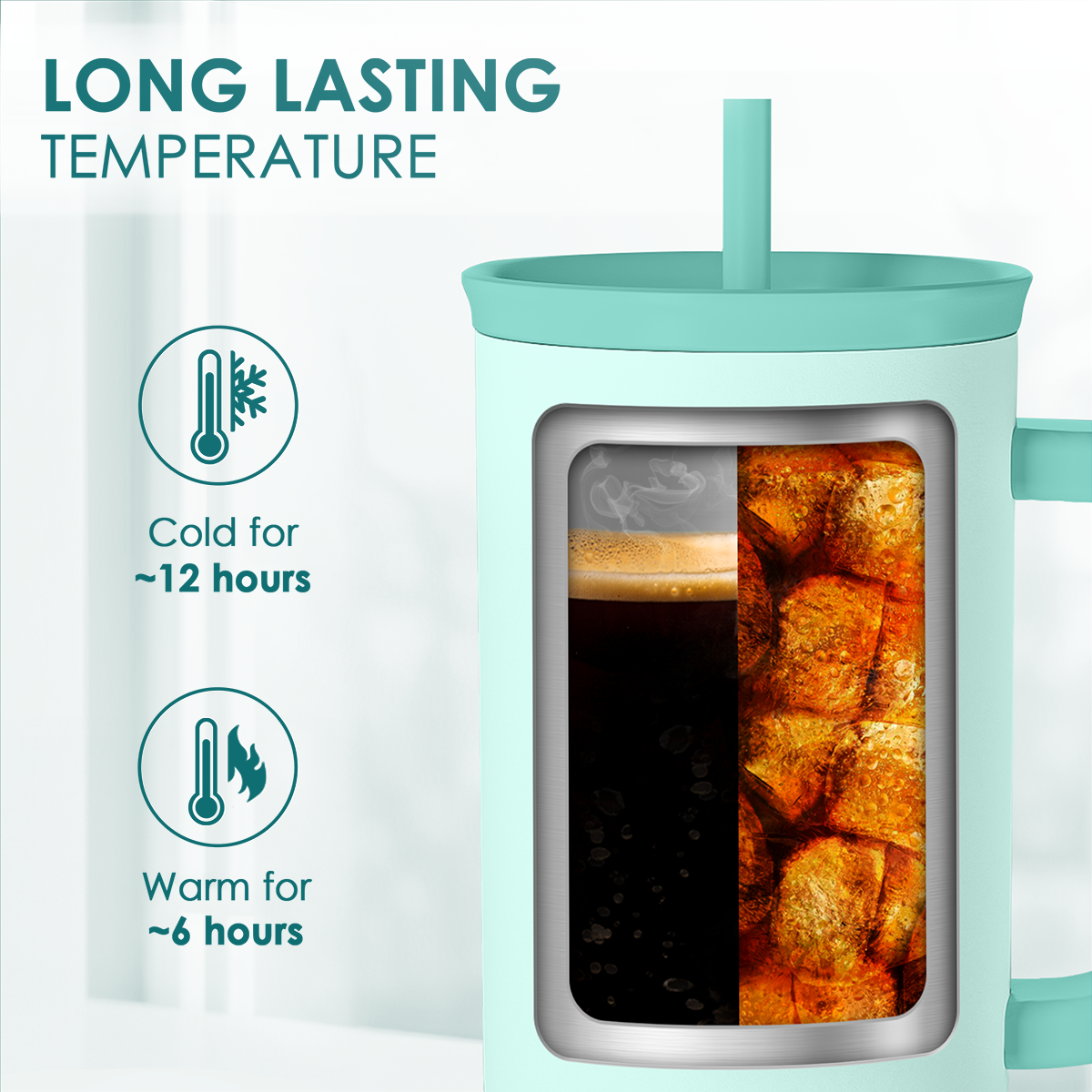 Mint 40oz tumbler with insulated window for hot and cold drinks