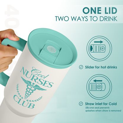 40oz mint slider-lid tumbler, straw inlet for cold and slider for hot drinks