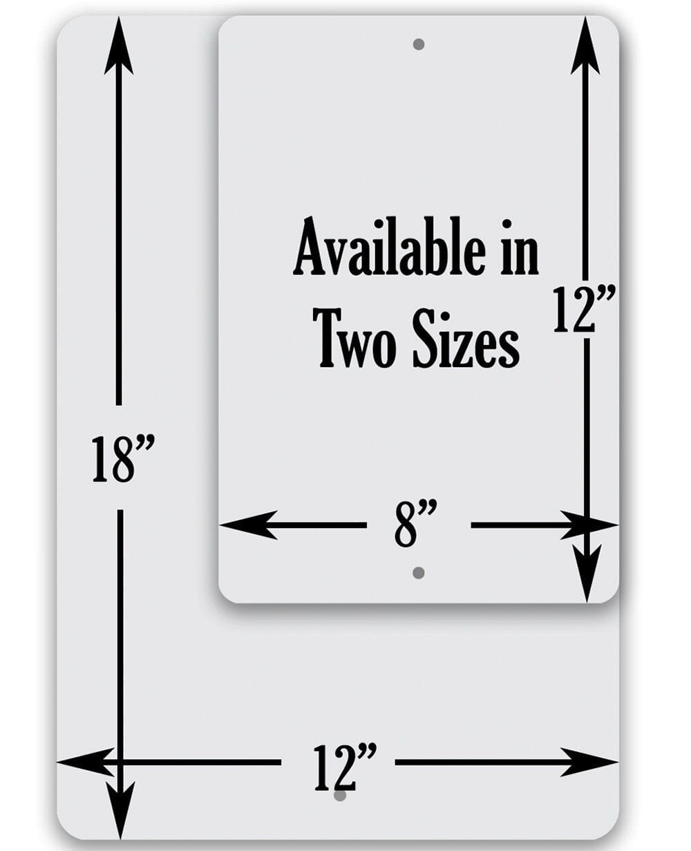 Metal sign size diagram: 18 in tall, 12 in wide, 1/2 in thick