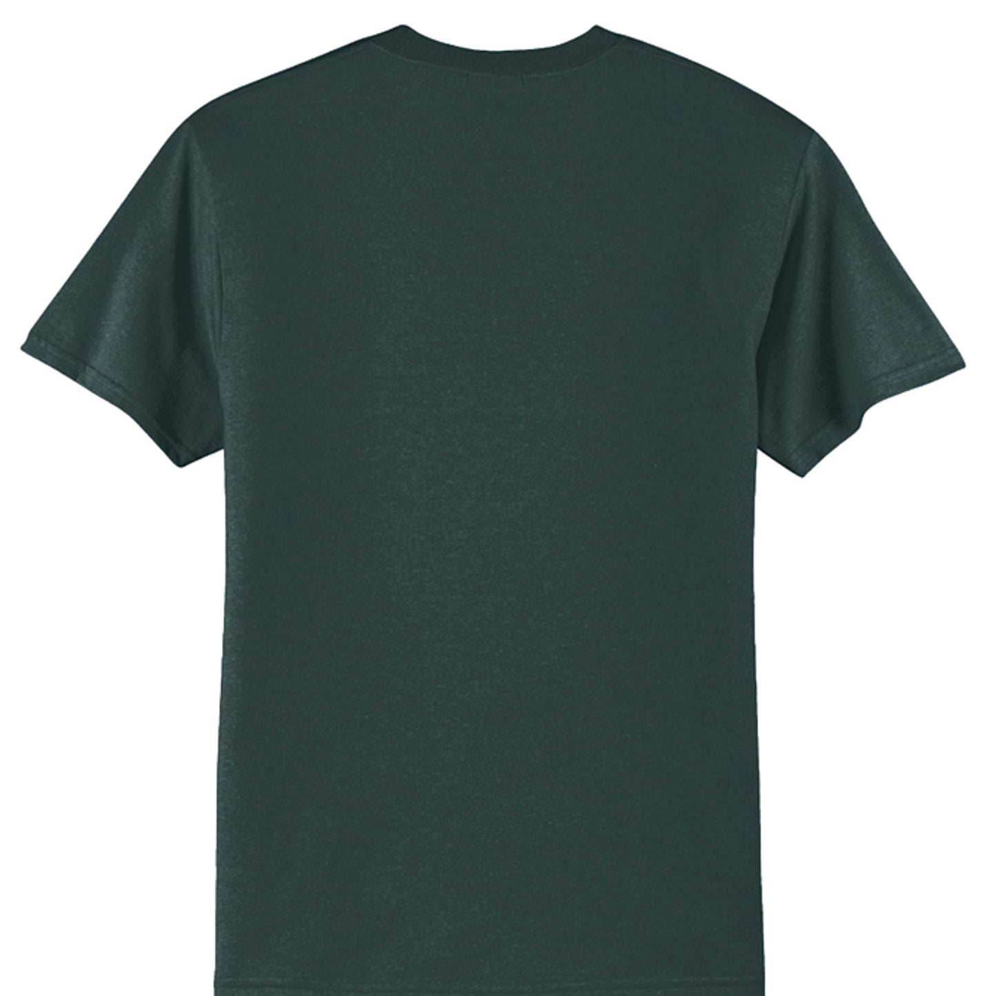 Dark green T-shirt, plain back with crew neck and short sleeves.