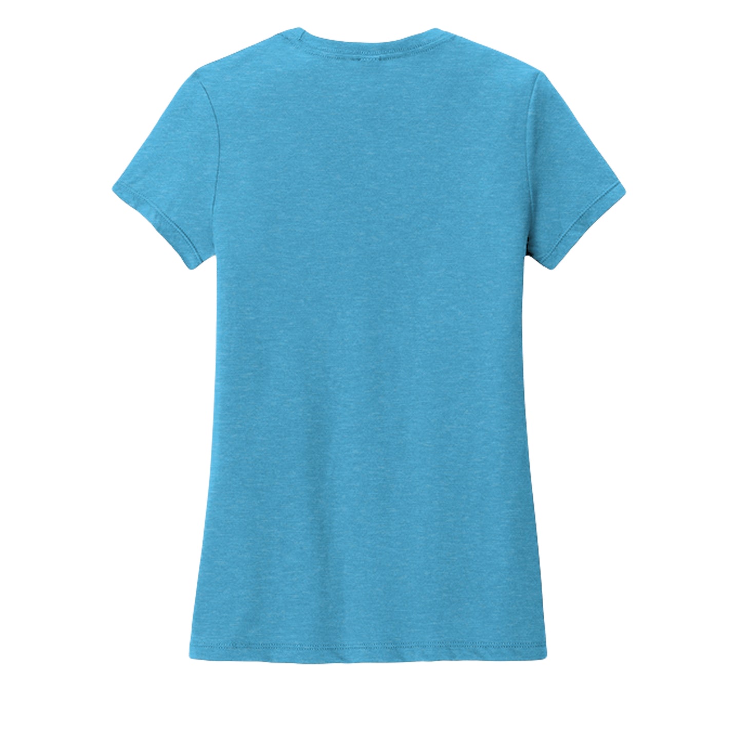 Women's t-shirt in turquoise heather blue, short sleeves, crew neck, plain back