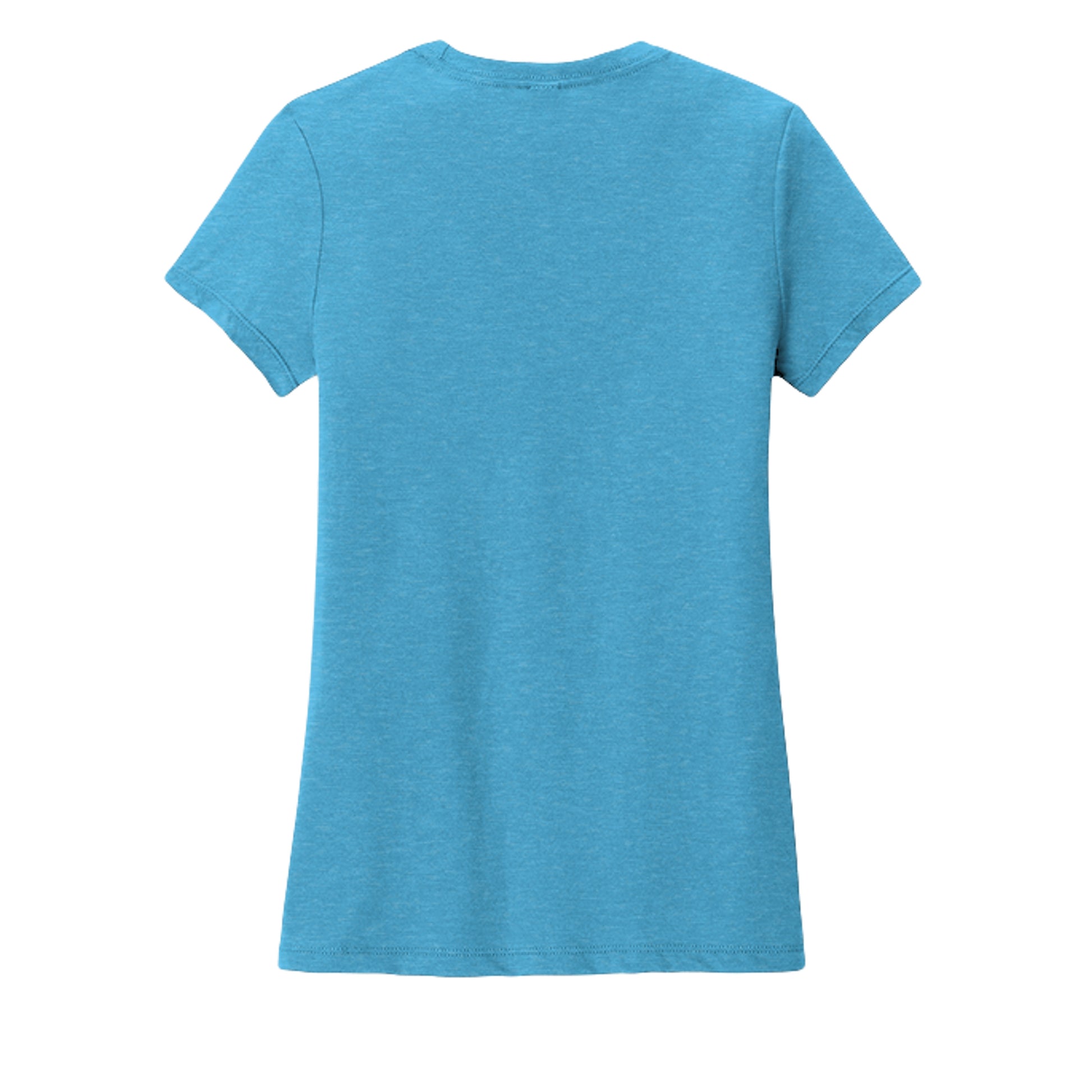 Women's t-shirt in turquoise heather blue, short sleeves, crew neck, plain back
