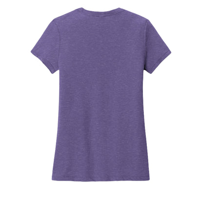 Women's t-shirt in purple heather, short sleeves, crew neck, plain back