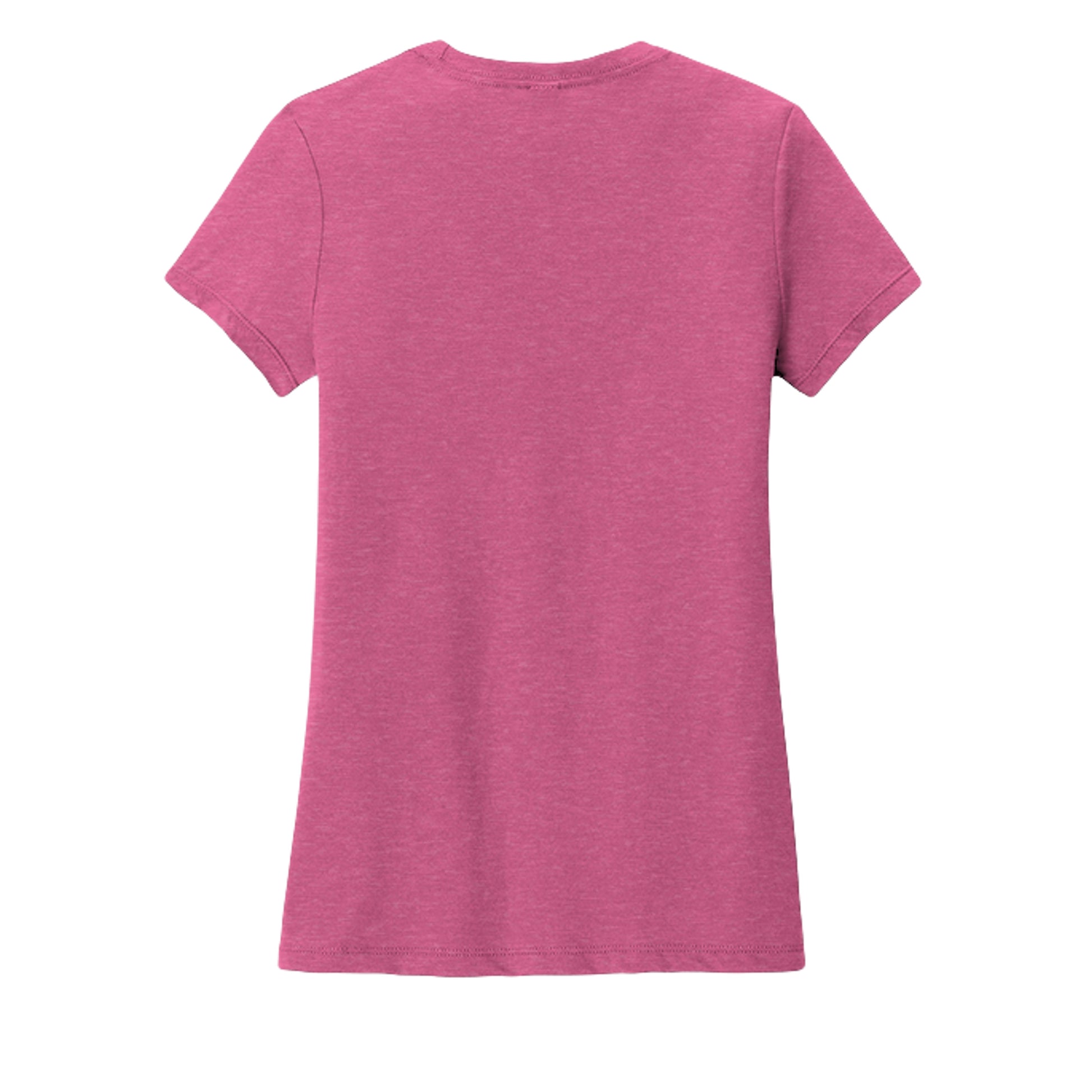 Women's t-shirt in fuchsia heather pink, short sleeves, crew neck, plain back