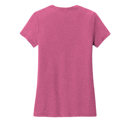 Women's t-shirt in fuchsia heather pink, short sleeves, crew neck, plain back