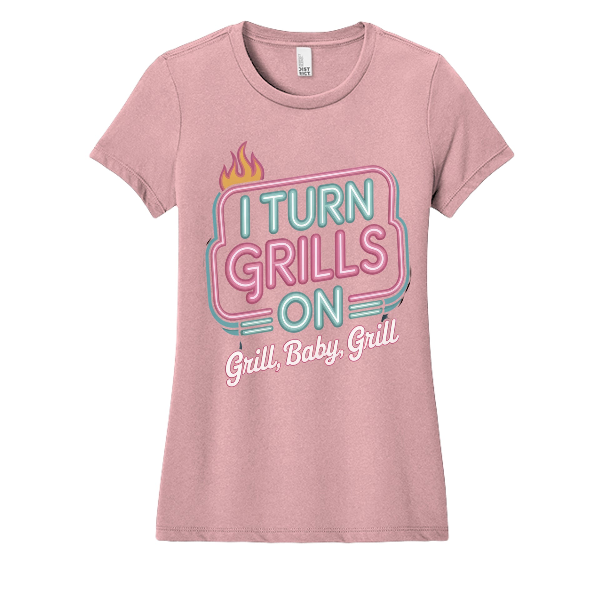Women's BBQ graphic t-shirt in wisteria heather pink, short sleeves, crew neck