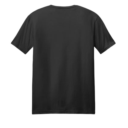Black BBQ dad t-shirt, back view with plain fabric and crew neckline