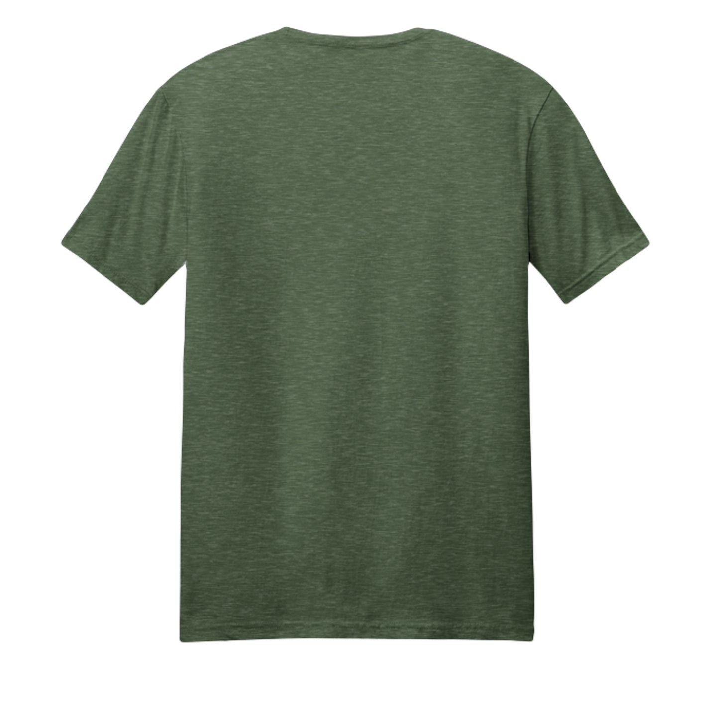 Heather green BBQ dad t-shirt, back view with plain fabric and crew neckline