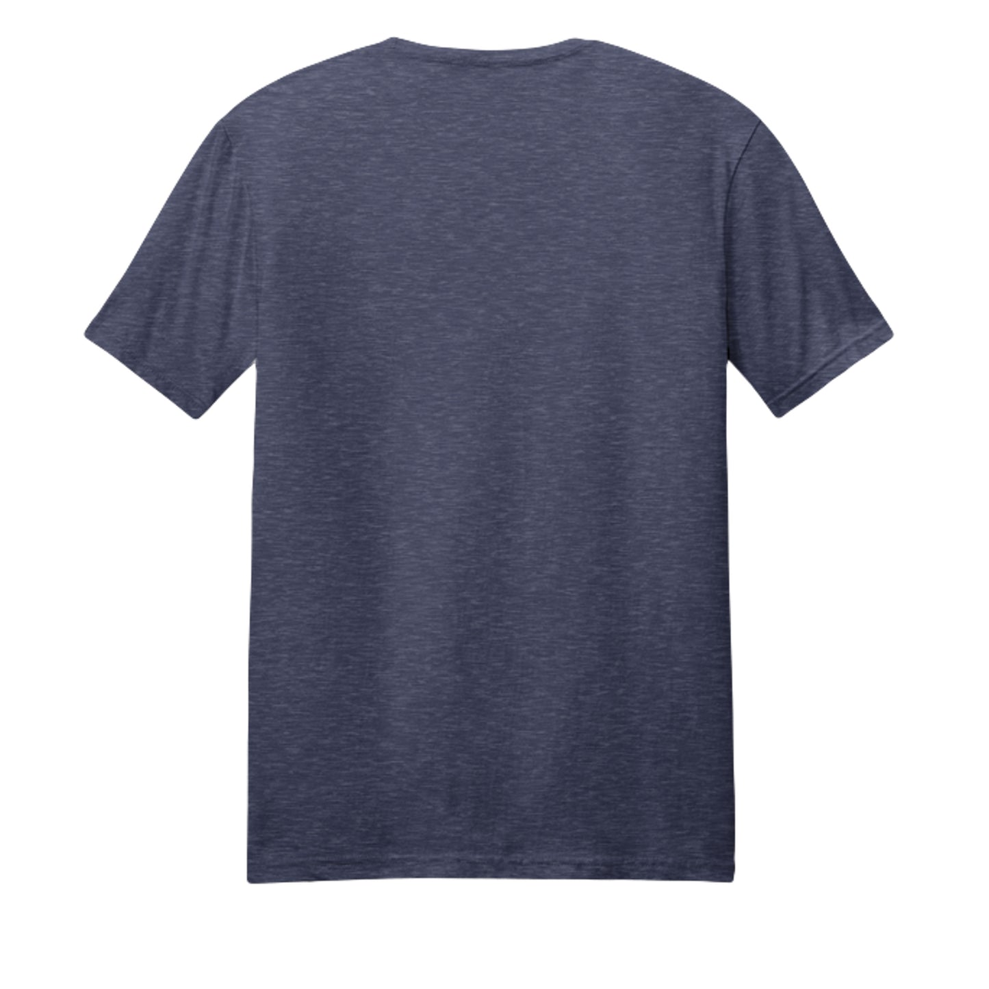 Heather navy BBQ dad t-shirt, back view with plain fabric and crew neckline
