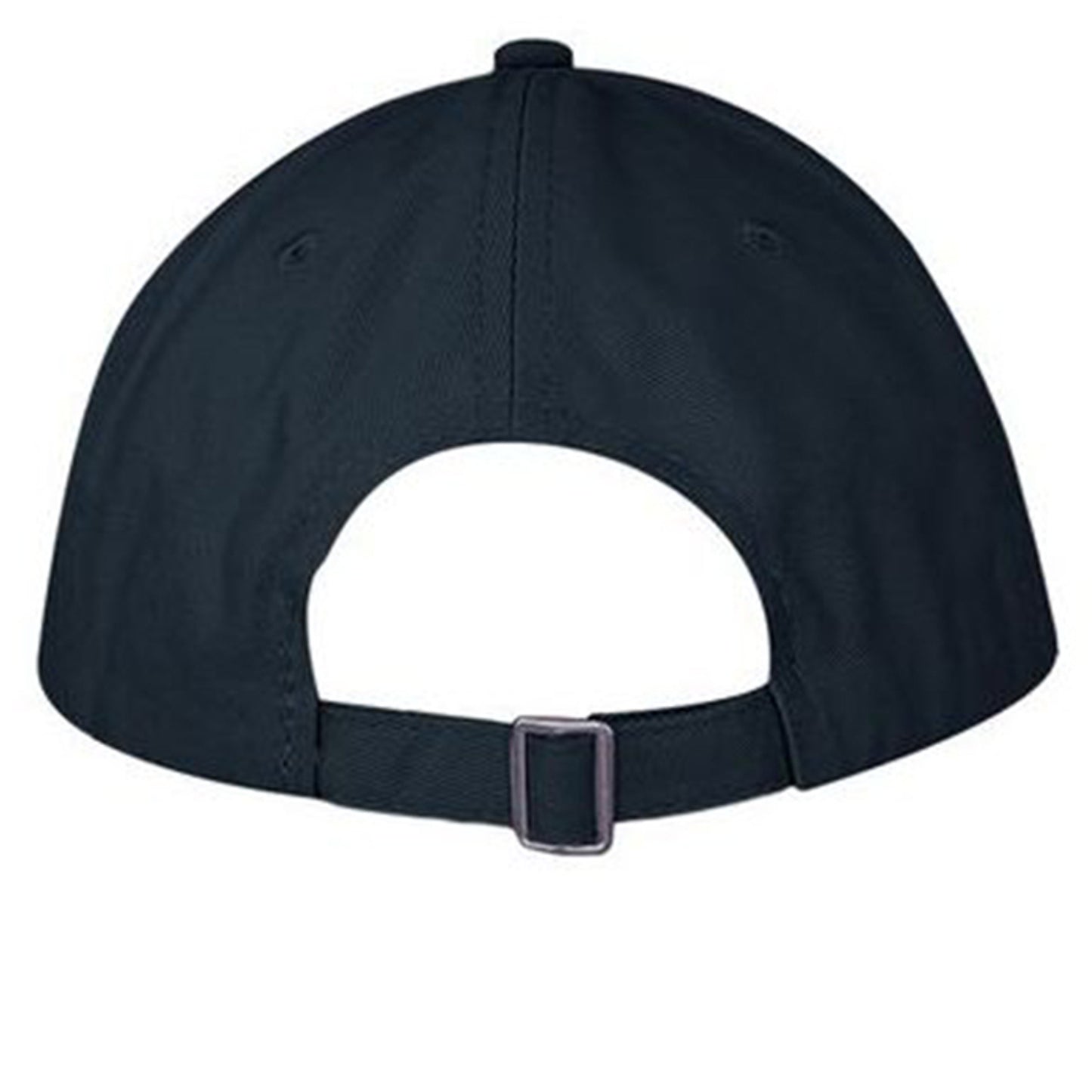Navy BBQ cap back view with adjustable metal buckle strap
