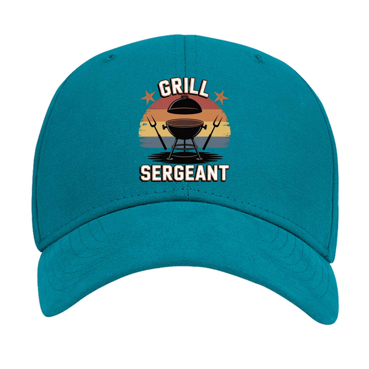 Slate blue Grill Sargent cap with front grill-and-sergeant graphic, curved brim