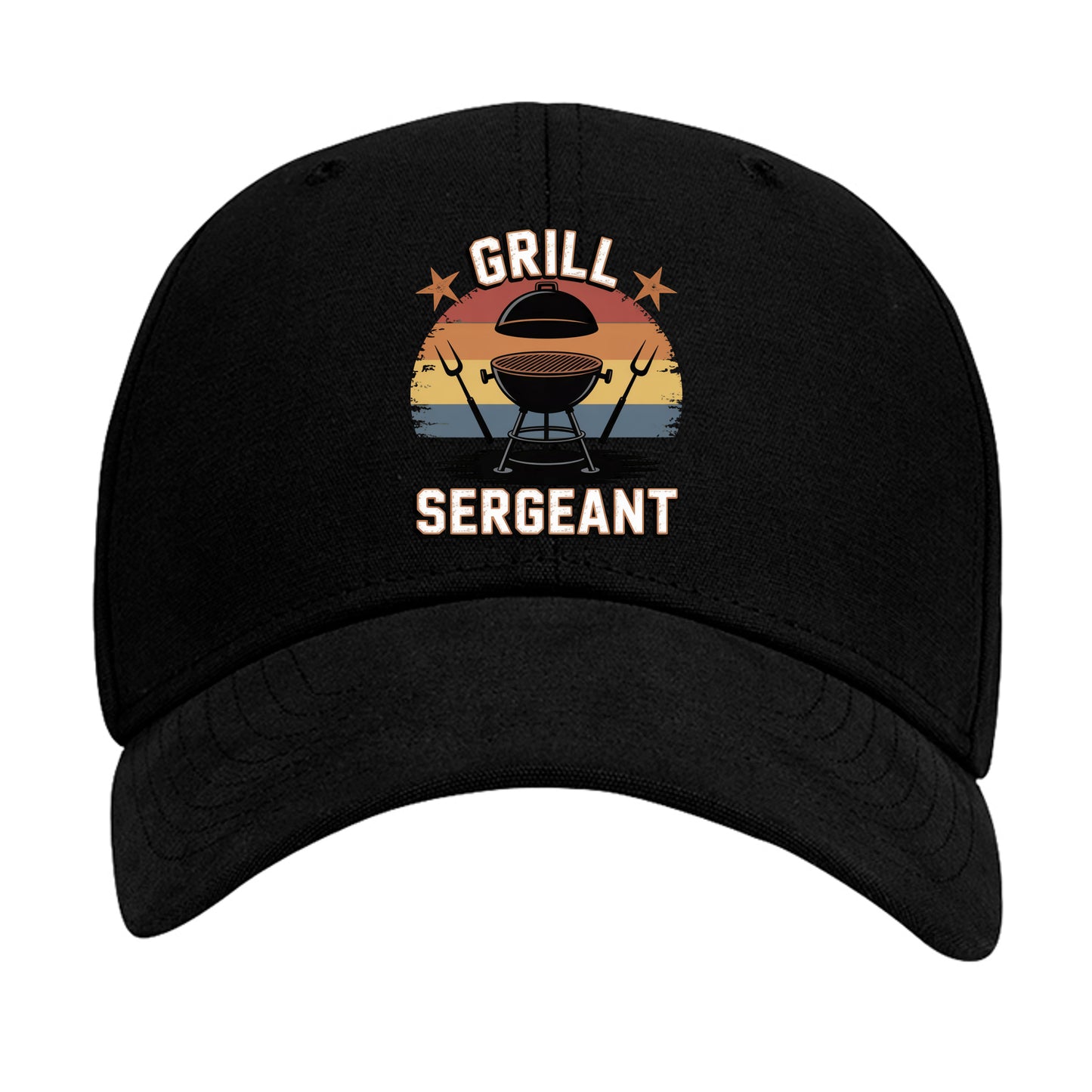 Black Grill Sargent cap with front grill-and-sergeant graphic, curved brim