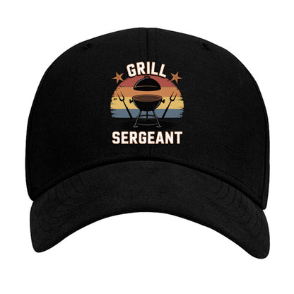 Black Grill Sargent cap with front grill-and-sergeant graphic, curved brim