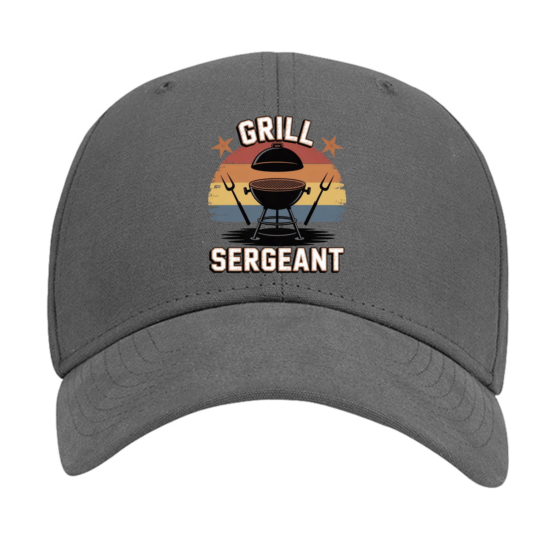 Charcoal gray Grill Sargent cap with front grill-and-sergeant graphic, curved brim