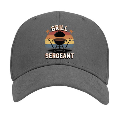 Charcoal gray Grill Sargent cap with front grill-and-sergeant graphic, curved brim