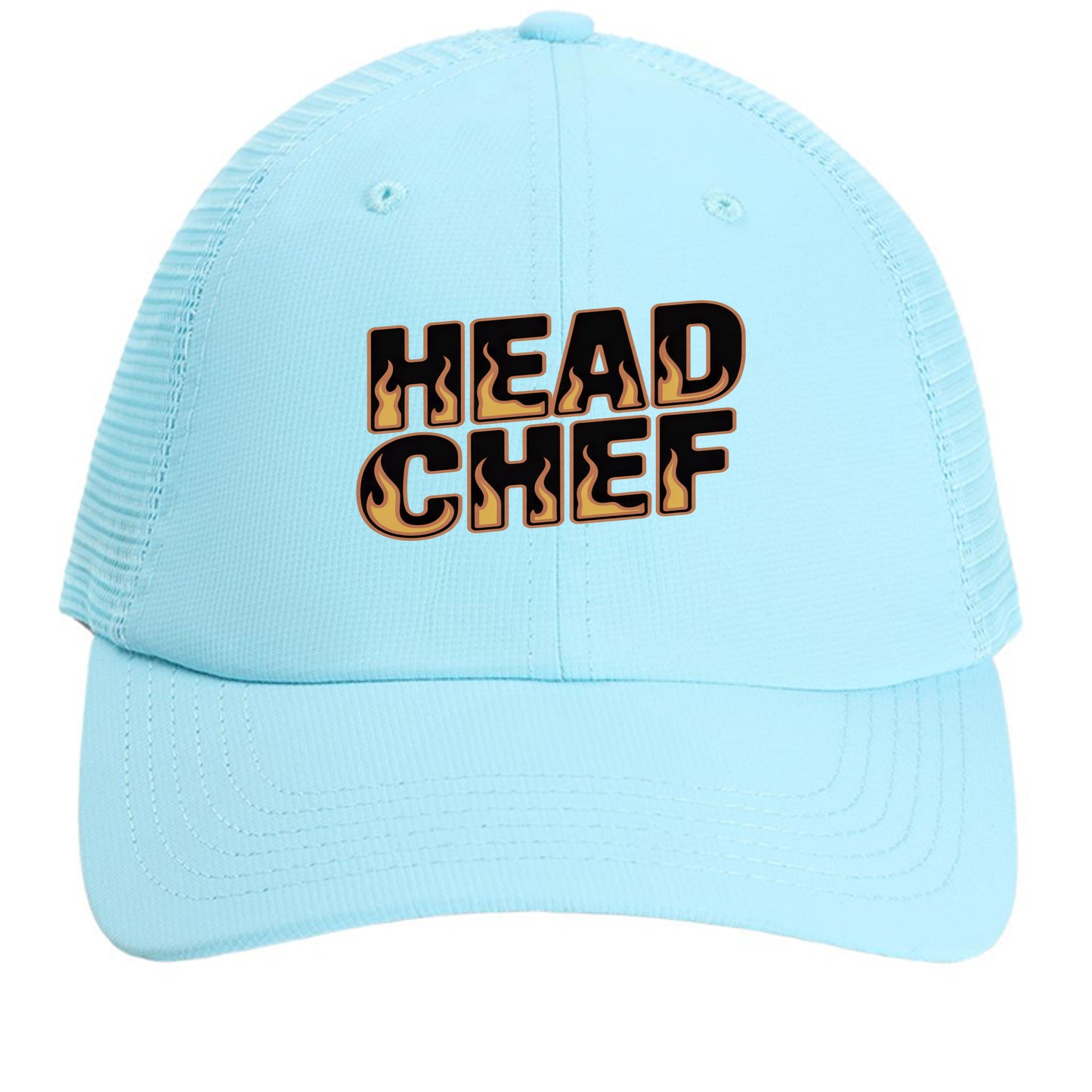 Light blue mesh back cap with embroidered "HEAD CHEF" logo on front panel