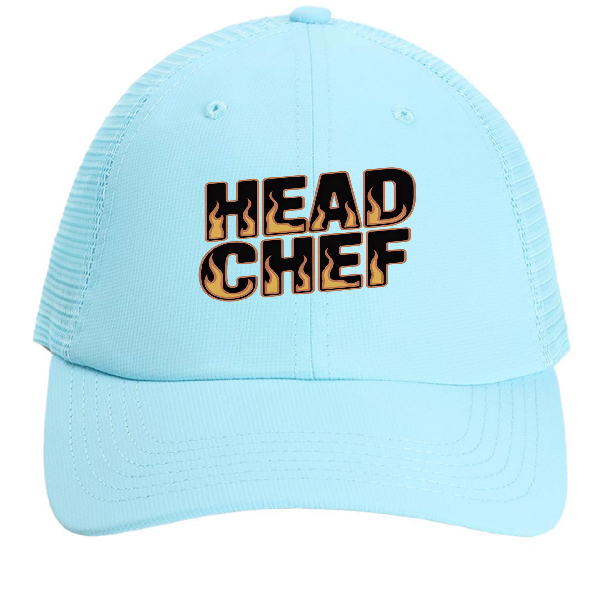 Light blue mesh back cap with embroidered "HEAD CHEF" logo on front panel