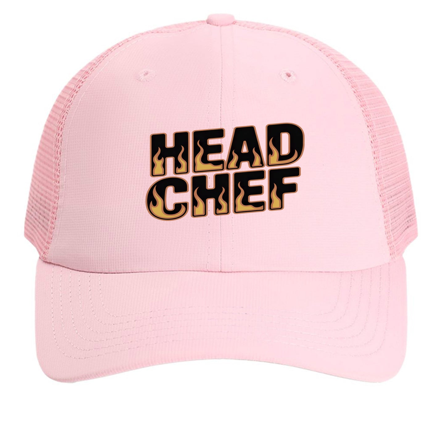 Light pink mesh back cap with embroidered "HEAD CHEF" logo on front panel