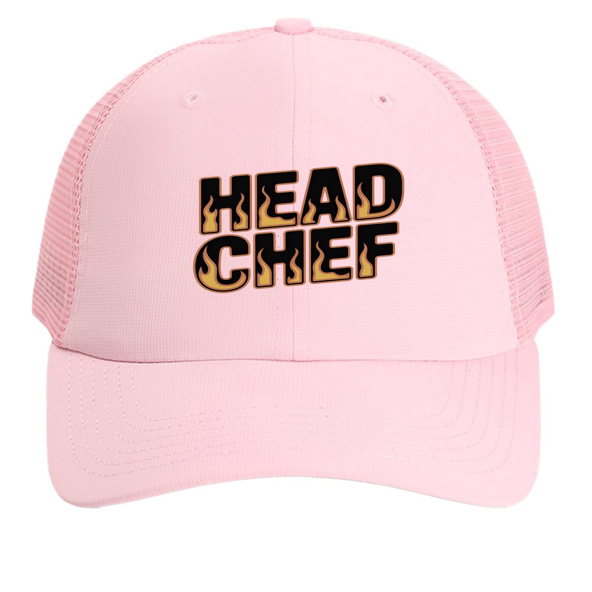Light pink mesh back cap with embroidered "HEAD CHEF" logo on front panel