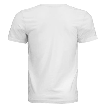 White unisex tri-blend T-shirt, plain back view.