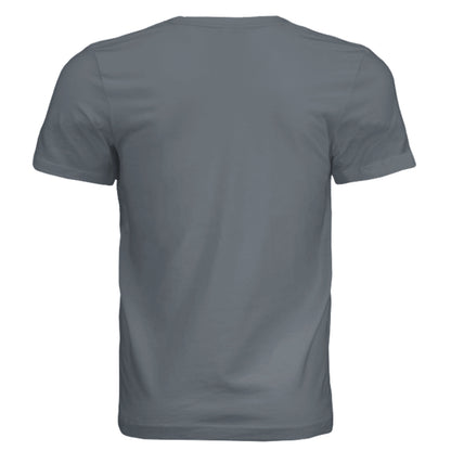 Slate gray unisex tri-blend T-shirt, plain back view.