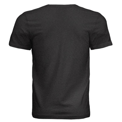 Black unisex tri-blend T-shirt, plain back view.