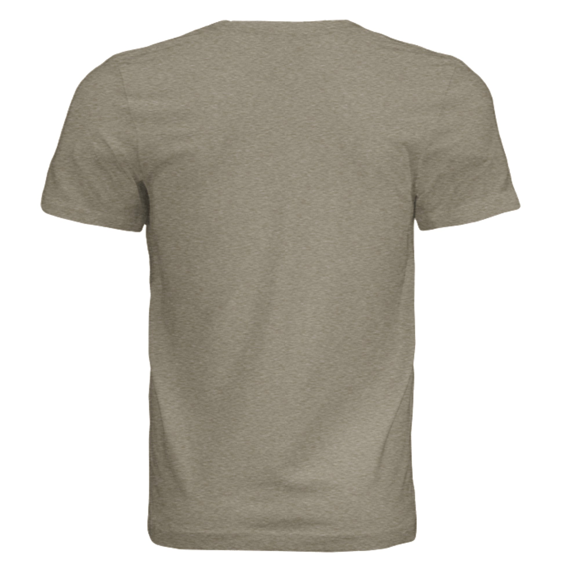 Olive-beige unisex tri-blend T-shirt, plain back view.