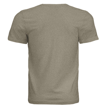Olive-beige unisex tri-blend T-shirt, plain back view.
