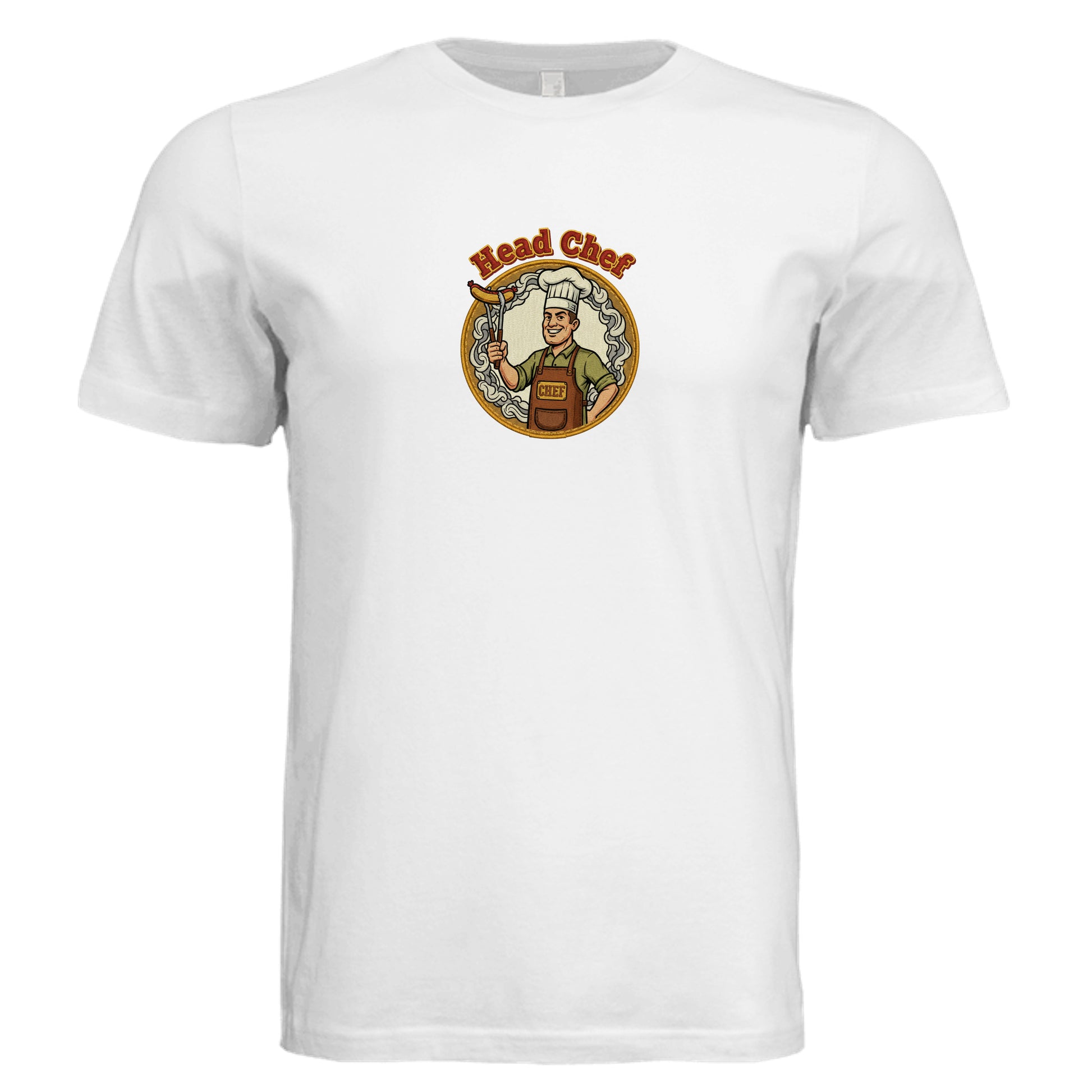 White unisex tri-blend T-shirt with "Head Chef" logo graphic on front.