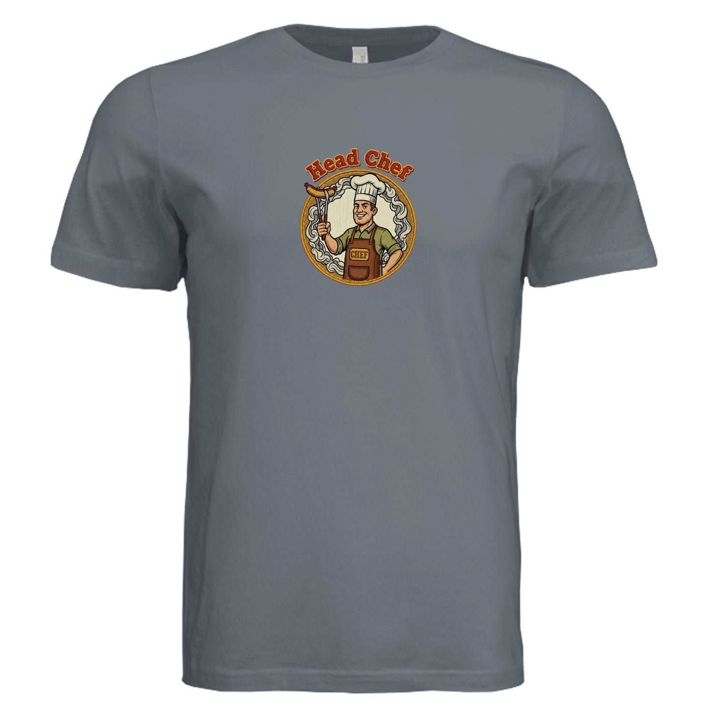 Slate gray unisex tri-blend T-shirt with "Head Chef" logo graphic on front.