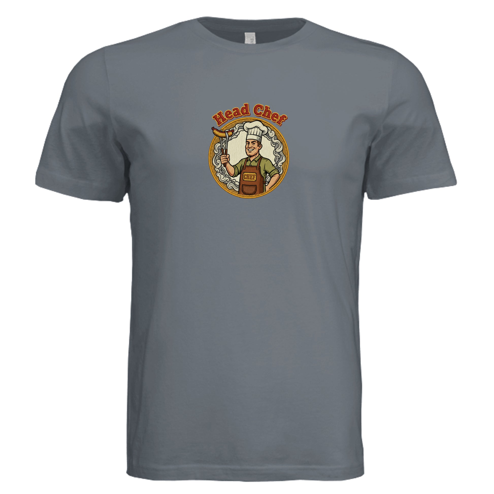 Slate gray unisex tri-blend T-shirt with "Head Chef" logo graphic on front.