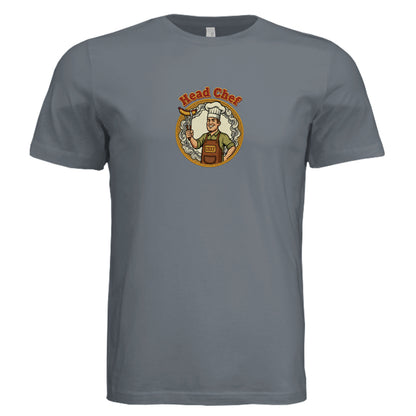 Slate gray unisex tri-blend T-shirt with "Head Chef" logo graphic on front.