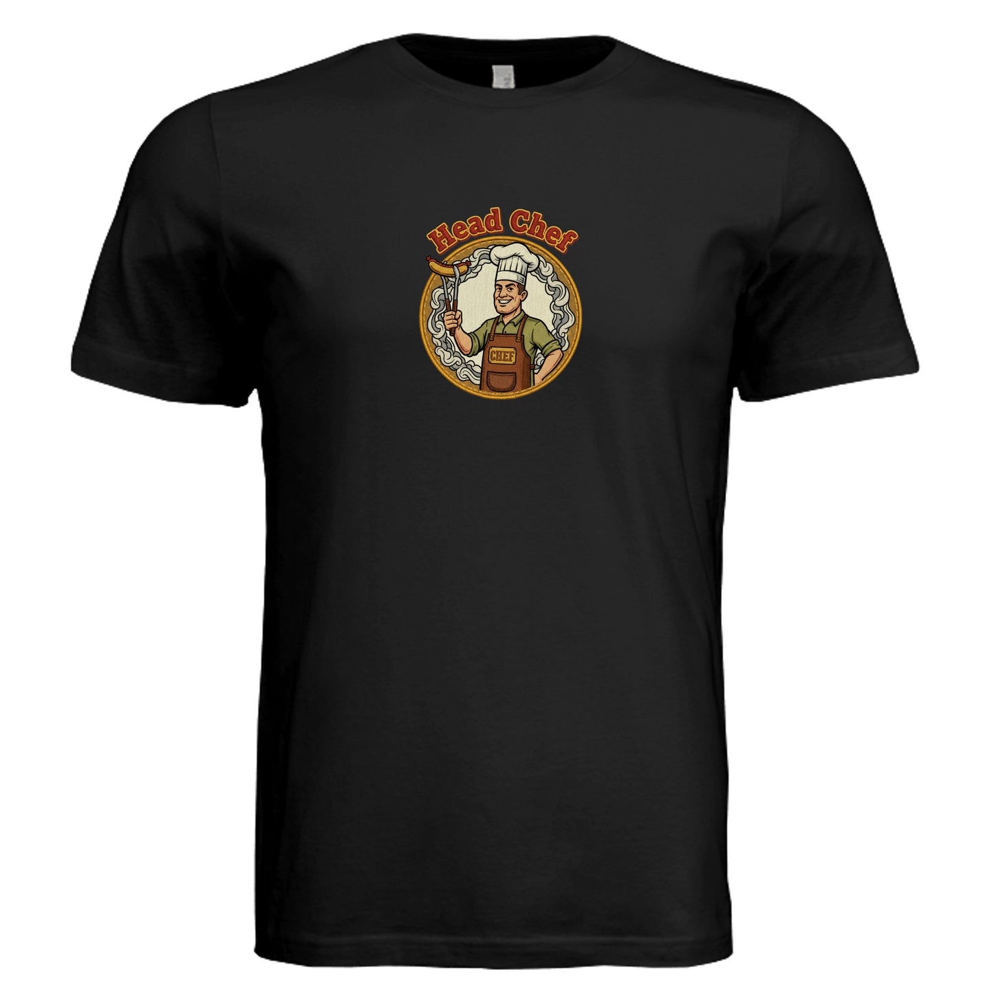 Black heather unisex tri-blend T-shirt with "Head Chef" logo graphic on front.