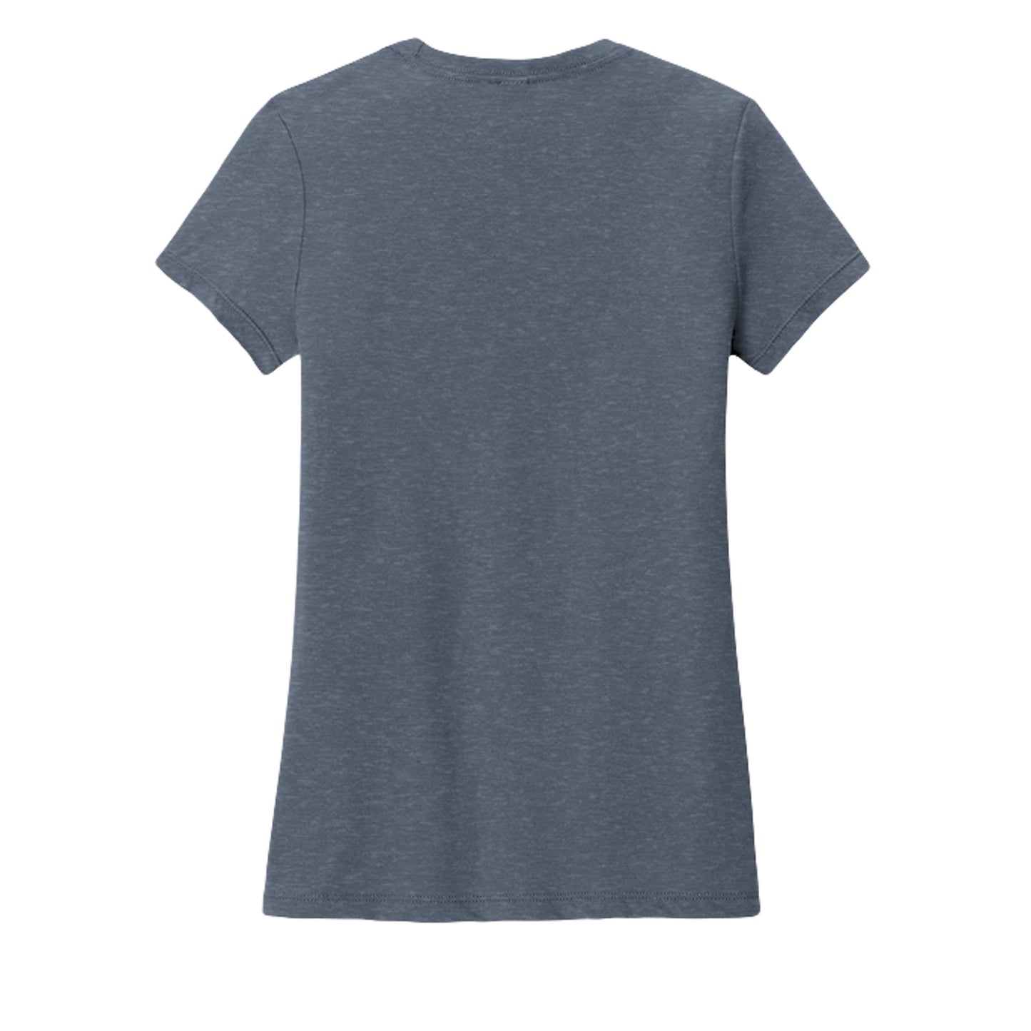 Women's tri-blend tee, heathered slate blue, crew neck, plain back