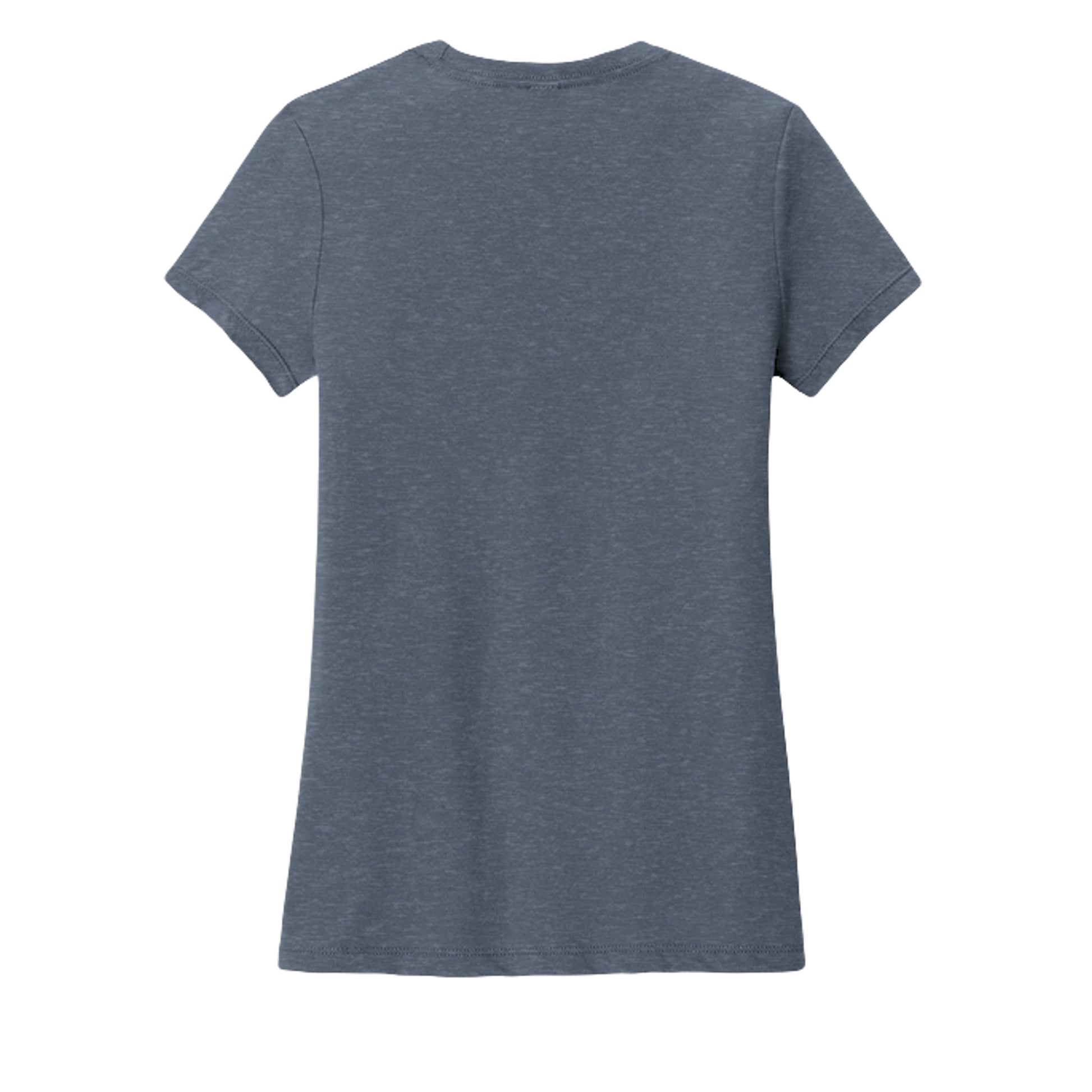Women's tri-blend tee, heathered slate blue, crew neck, plain back