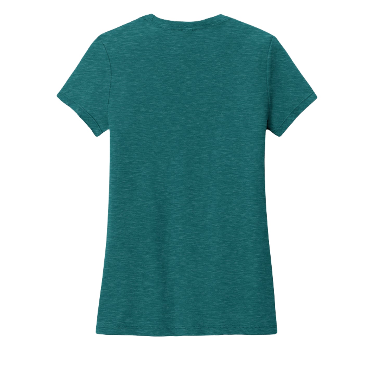 Women's tri-blend tee, heathered teal, crew neck, plain back