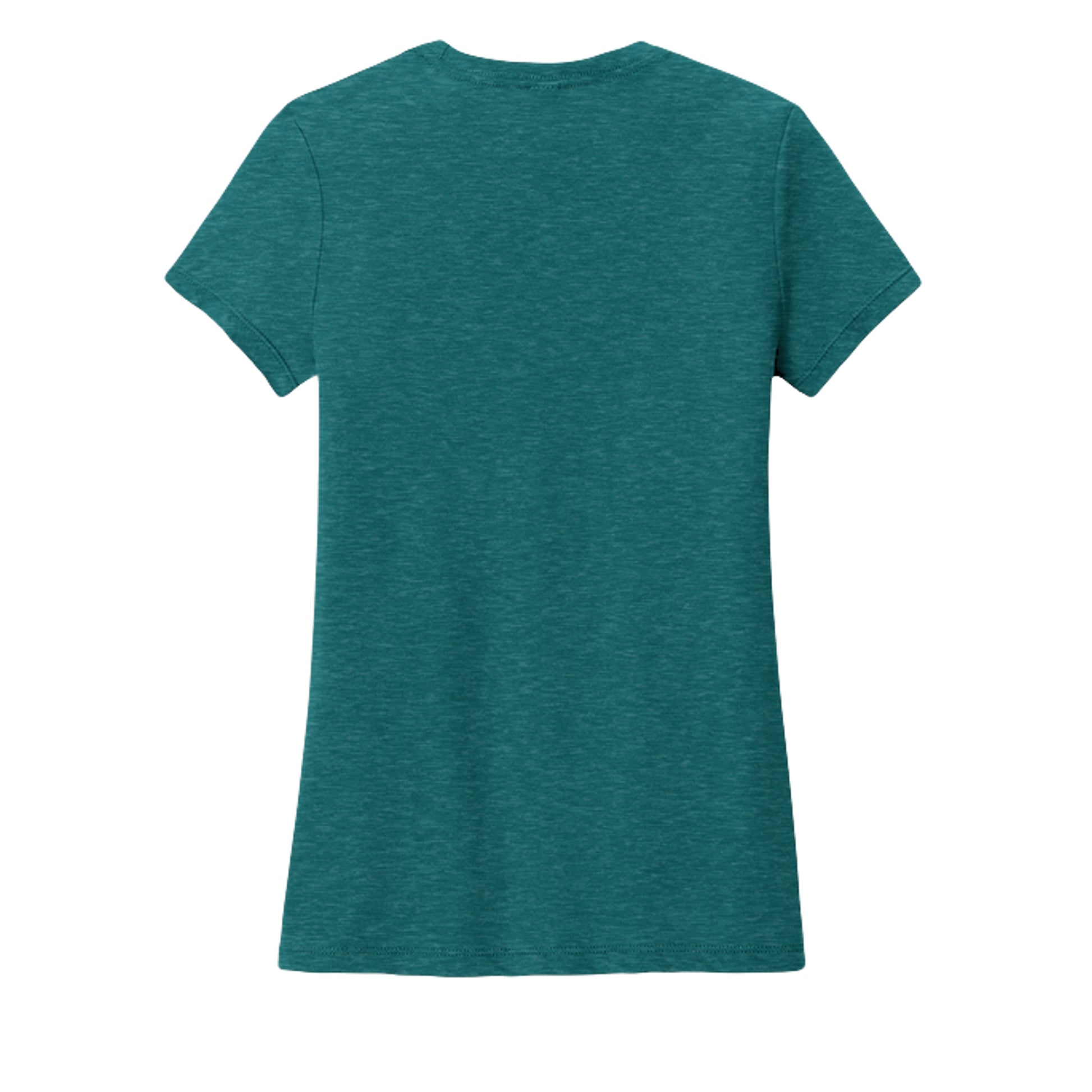 Women's tri-blend tee, heathered teal, crew neck, plain back