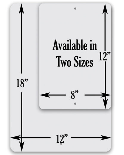 Metal sign sizing diagram showing 12-inch width and 18-inch height