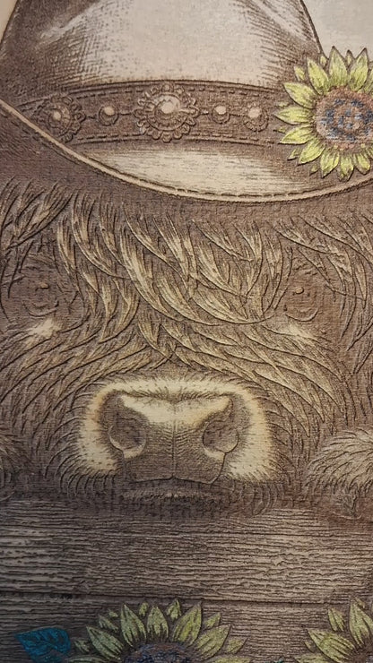 Highland Cow Small Business Wood Hanger Sign